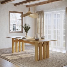 Large Solid Oak Rectangular Dining Table - 240cm - Seats 6 - 8 - Roe RRE001
