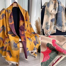scarf shawl wrap gingko leaf jacquard woven cashmilon warm imitation cashmere