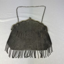 Vintage 1920s  Art Deco Hand Bag  Alpacca Silver Mesh Chain Mail Purse