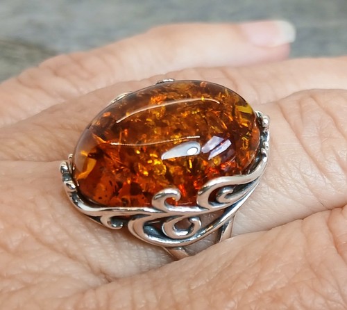 Large 925 silver cognac baltic - large,
