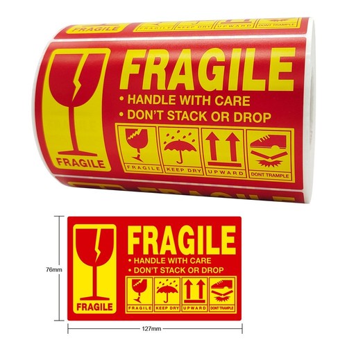 Fragile warning labels roll - warning,