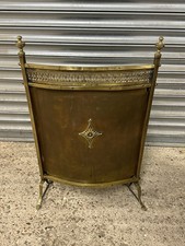 Brass Fireguard, Decorative Pierced Gallery Fire Guard with Finials & Motif