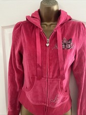 Lipsy Hoodie Tracksuit Top Lipsy Velour Embellished Y2K Vintage Pink UK 8