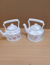 Vintage Arthur Wood Teapot Pink Red Roses Embossed Flower Floral Lid Handle X 2