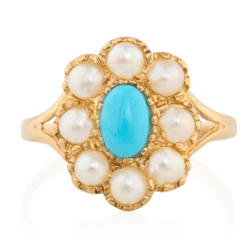 Gold turquoise pearl - turquoise,