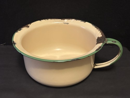 Vintage enamelware chamber pot - enamelware,