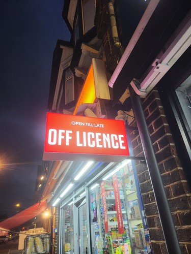 Off licence outdoor - licence, sign