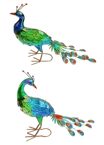 Peacock large coloured metal - peacock,