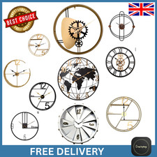 60cm Extra Large Wall Clock Roman Numerals Vintage Skeleton Metal Open Face