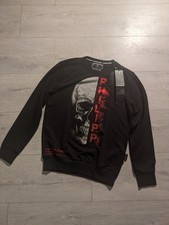 NEW Philipp Plein Hooded Sweatshirt Size L Black Cotton