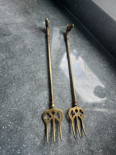 Vintage brass toasting forks - brass,