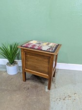 Antique Oak Piano Stool Seat With Storage Dressing Table Music Stool Sewing box