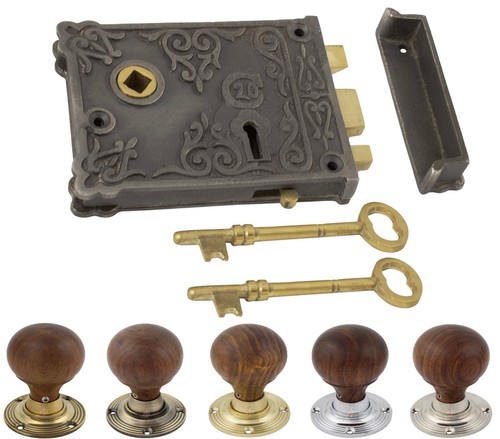 Floral iron rim lock - floral,
