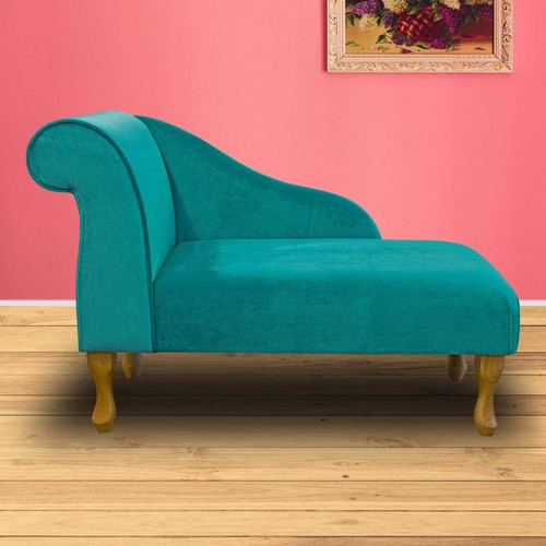 Teal velvet chaise - velvet, longue