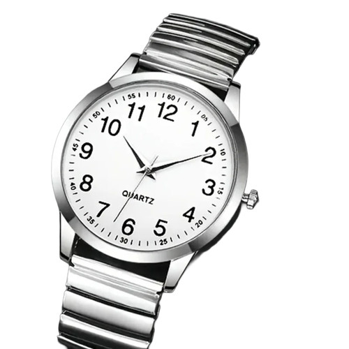 Men simple basic white - men's, dial