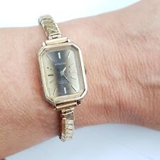 Vintage Sandoz Swiss Mechanical Watch Monvil Rolled Gold Front Stretch Bracelet 