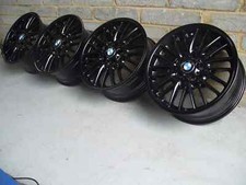 Genuine BMW MV1 Staggered Alloy Wheels 18" E36 E46 E81 E82: Gloss Black +TYRES