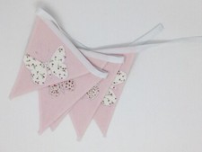 Laura Ashley Bella Butterfly Blush Pink Handmade Double Sided Bunting - 5 Flags