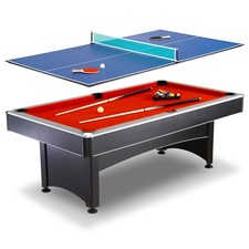 Maverick 7-foot Pool and Table Tennis Multi Game with Red Felt and Blue Table