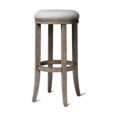 Maven Lane Bar Stool in Reclaimed Oak Finish w/ Ash Grey Fabric Upholstery(Used)