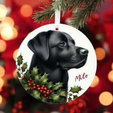 Personalised Black Labrador Christmas Decoration - Dog, Xmas Tree Ornament