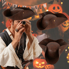 CARIBBEAN PIRATE TRICORN HAT Perfect For Costume Parties & Halloween Cosplay Hat