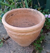 Slightly aged weathered rustic terracotta plant pot planter 22 cm tall