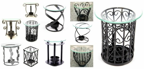 Metal oil burner black - metal, ivory