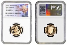 Charles III 2023 Proof Coronation Sovereign PF70 Ultra Cameo, Royal Mint.