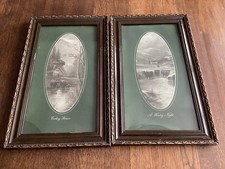 2x Antique Framed Highland Cow