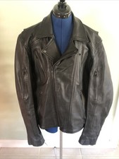 Vintage 80s 90s Genuine Black Leather Biker Motorcycle Punk Rock Jacket Size 44