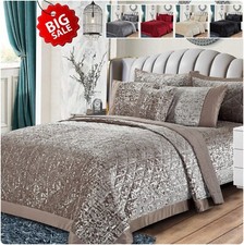 3Piece Quilted Velvet Bedspread Bed Throw Double King Size Comforter Bedding Set
