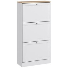 HOMCOM Narrow Shoe Cabinet w/ 3 Flip Drawers for 12-18 Pairs of Shoes White