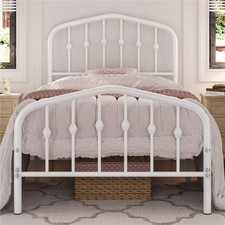 Metal Bed Frame with Arched Headboard and Footboard/Heavy Duty Slat Support