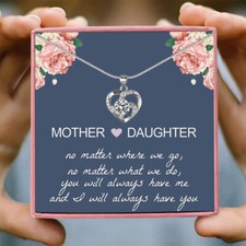 Mum Gifts from Daughter Heart Necklace Birthday Present for Mothers Day Gift UK