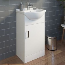 Classic Bathroom Vanity Unit Cloakroom Basin Sink Storage White Various Sizes