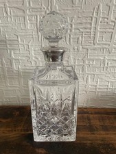 SOLID SILVER COLLARED HEAVY CUT CRYSTAL DECANTER Birmingham 1990