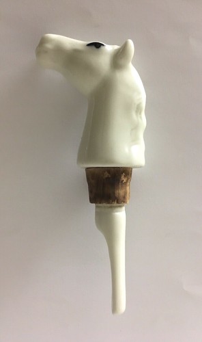 Vintage ceramic white - white, horse