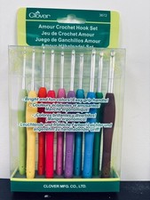 Clover Amour Crochet Hook Set 10-pc 3672 Soft Grip Assorted Sizes – New