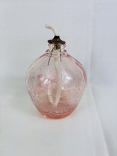Small Pink Crackle Glass Oil Lamp