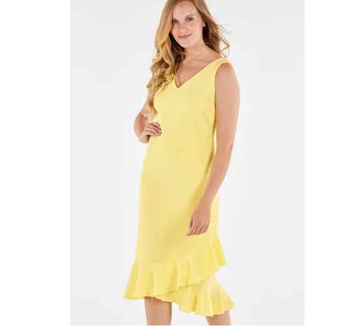 Lemon yellow fitted crepe - fitted,