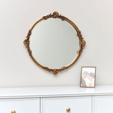 Round Gold Ornate Wall Mirror