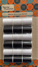 PACK OF 18 COTTON SEWING THREADS - 30M ASST REPAIR THREAD REELS - BLACK & WHITE