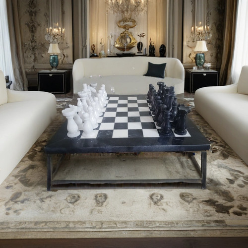 Handmade black white - white, marble