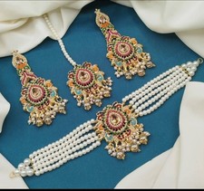 Indian jewellery Choker with Tikka Earrings For Weddings Parties Gift mehndi