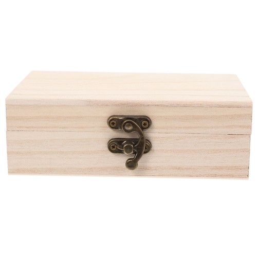 Rectangular wood box with lock - wood,
