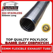 55mmx 500mm Universal Flexible Exhaust Repair Tube Polylock Stainless Steel
