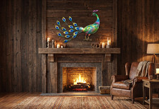 70cm Colourful Metal Peacock