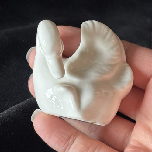 Vintage white porcelain swan - porcelain,