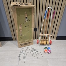 Vintage LYMEWOOD Lawn Croquet Set And Chariot Wooden Garden Game Boxed Prop